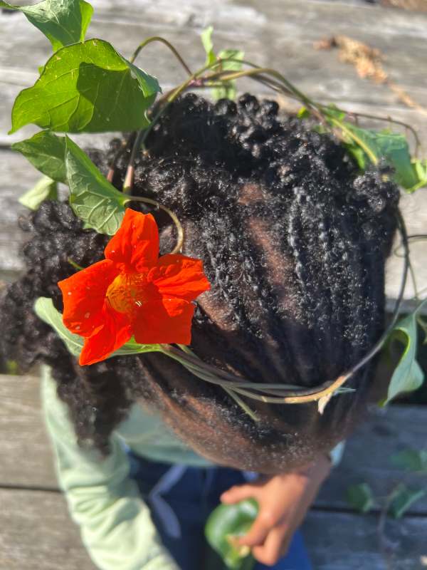 School Garden Child with Flower Crown