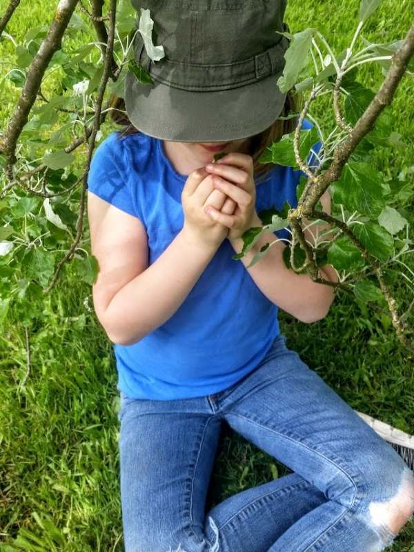 School Gardens Girl in Grass