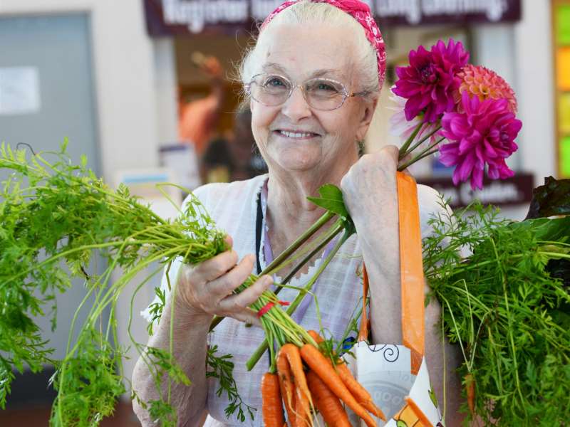 Senior Happy About Veggies!