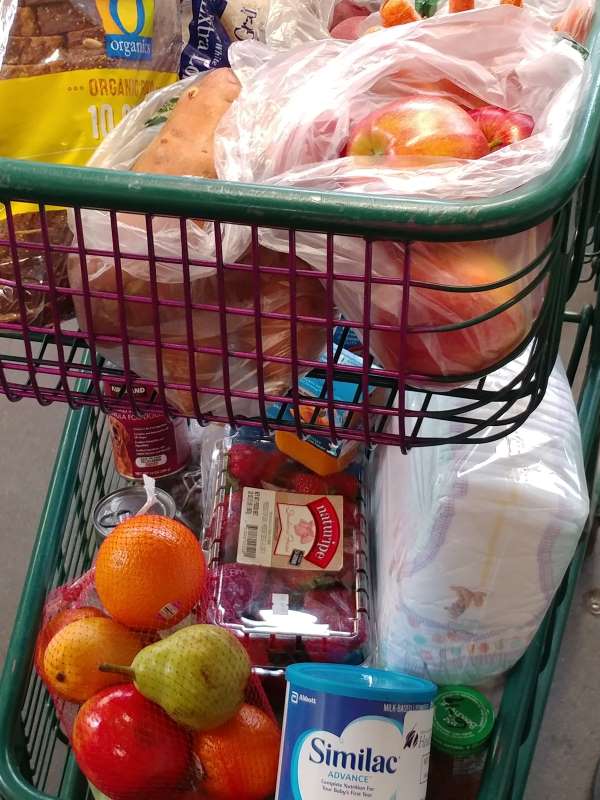 Shopping Cart Filled with Good Food