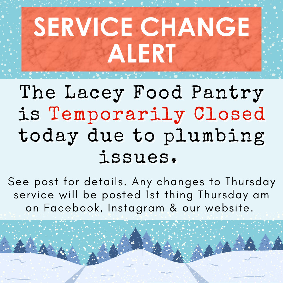 Lacey Food Pantry Closure Jan 16th