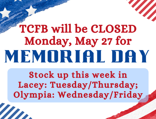 TCFB will be CLOSED on Monday, May 27 for Memorial Day