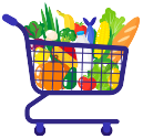Shopping Cart Filled with Food Graphic