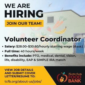 We are Hiring Olympia Pantry Volunteer Coordinator