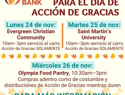 LA DISTRIBUCIÓN PARA EL DÍA DE ACCIÓN DE GRACIAS será los días 24–26 de noviembre!